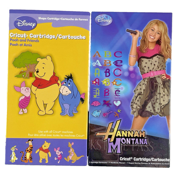 Cricut Cartridge Lot of 2 Disney Pooh & Friends Hannah Montana LIKELY LINKED - Picture 1 of 10